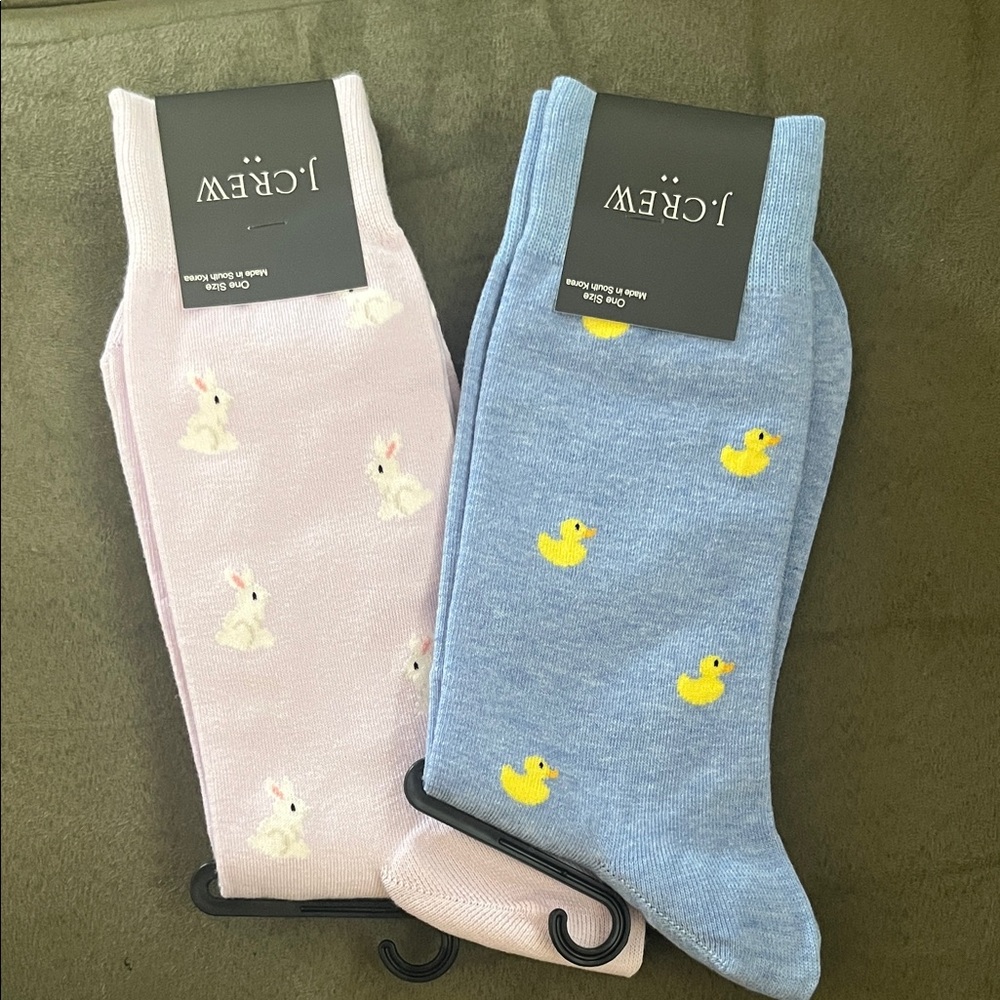 J Crew women’s set of 2 Easter themed socks, NWT